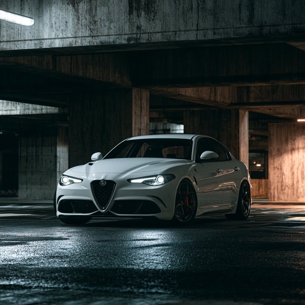 Biała Alfa Romeo Giulia na wesele
